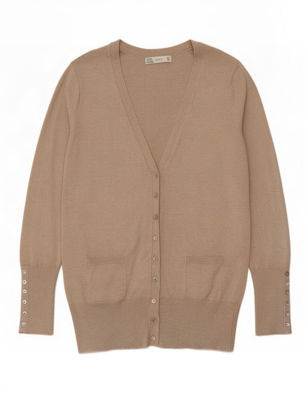 Zara Γυναικεία Ζακέτα UK 14 Large Beige Rayon