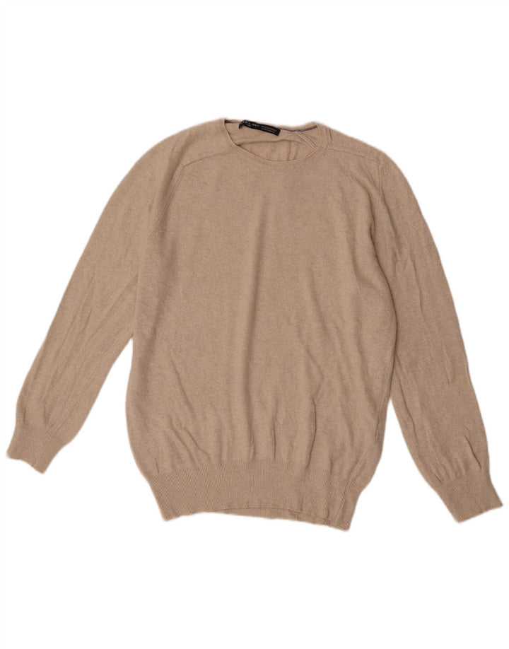Ανδρικό πουλόβερ Zara Crew Neck Jumper Μεσαία Μπεζ βισκόζη