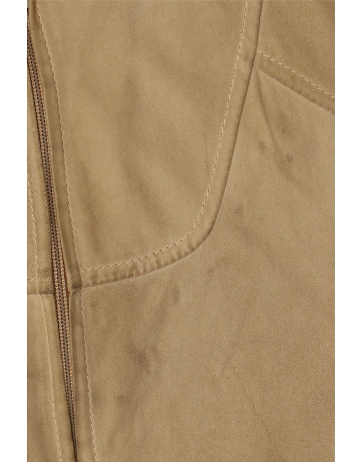 Vintage Ανδρικό Suede Bomber Jacket UK 38 Medium Beige