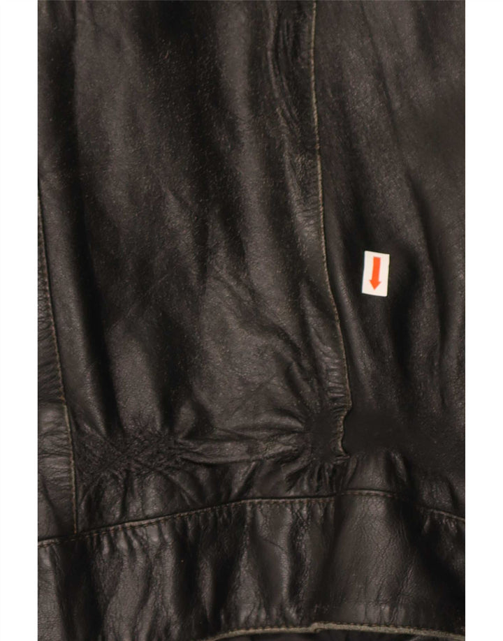 Vintage Ανδρικό Δερμάτινο Μπουφάν IT 56 3XL Μαύρο Colourblock Δερμάτινο