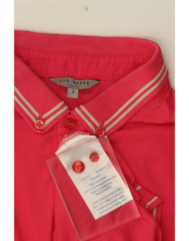 Ted Baker Ανδρικό πουλόβερ με λαιμό πόλο, μέγεθος 3, μέτριο ροζ ριγέ