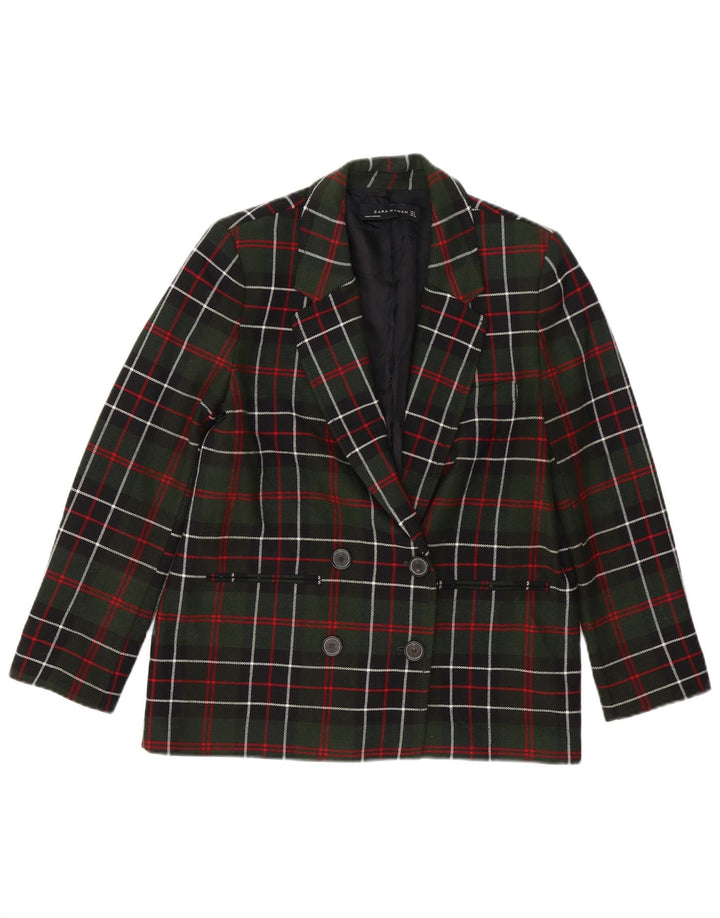 Zara Γυναικείο Μπουφάν σακάκι με διπλό στήθος UK 10 Small Green Check