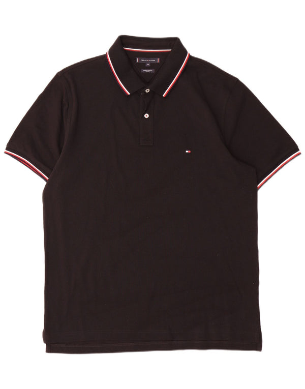 Tommy Hilfiger Mens Slim Fit Polo Shirt 2XL Μαύρο ριγέ βαμβακερό