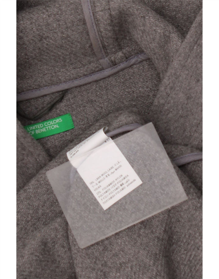 BENETTON Ανδρικό παλτό Duffle με κουκούλα UK 42 XL Γκρι μαλλί