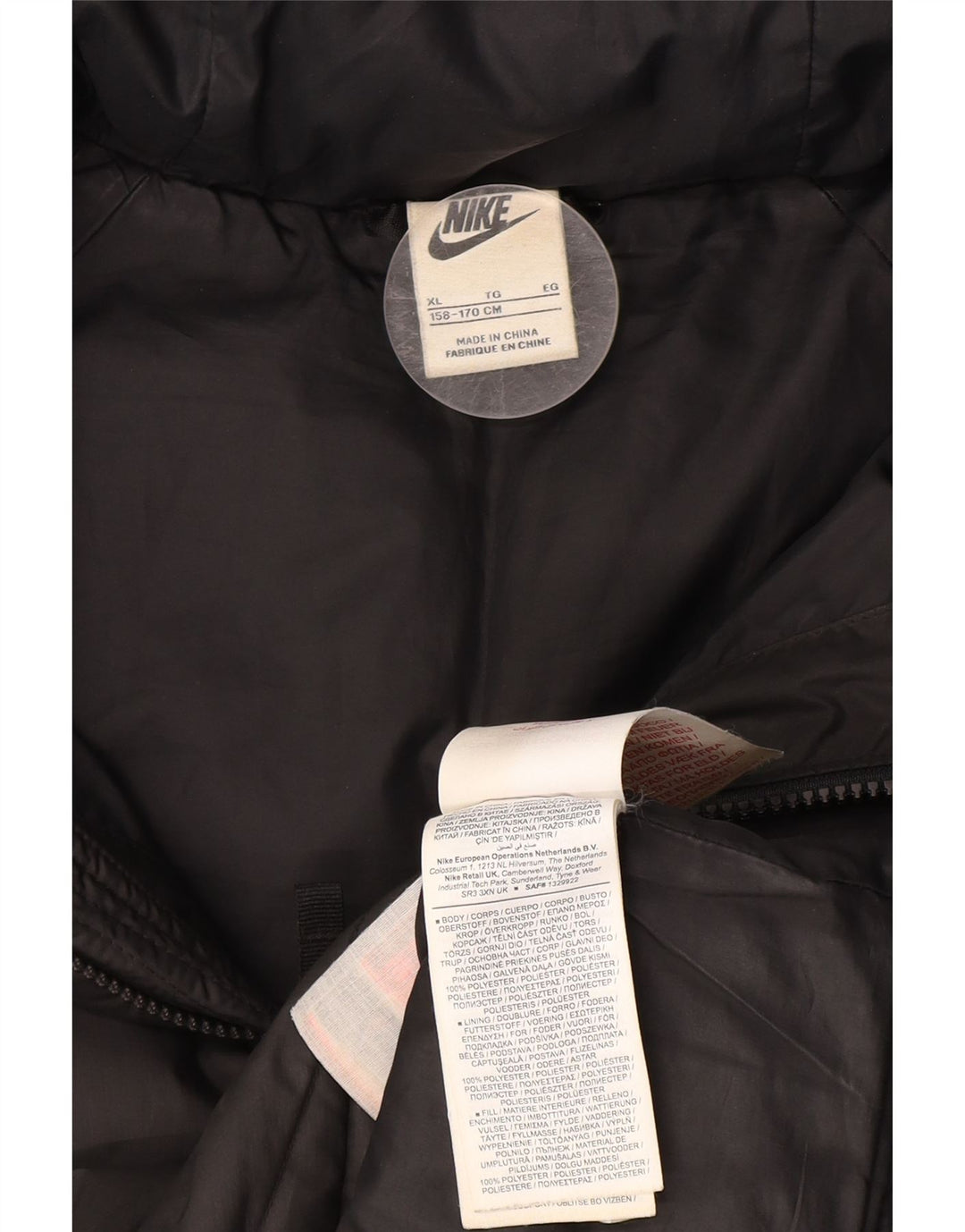 Μπουφάν Nike Boys με κουκούλα με επένδυση 13-14 ετών XL μαύρο πολυεστέρα