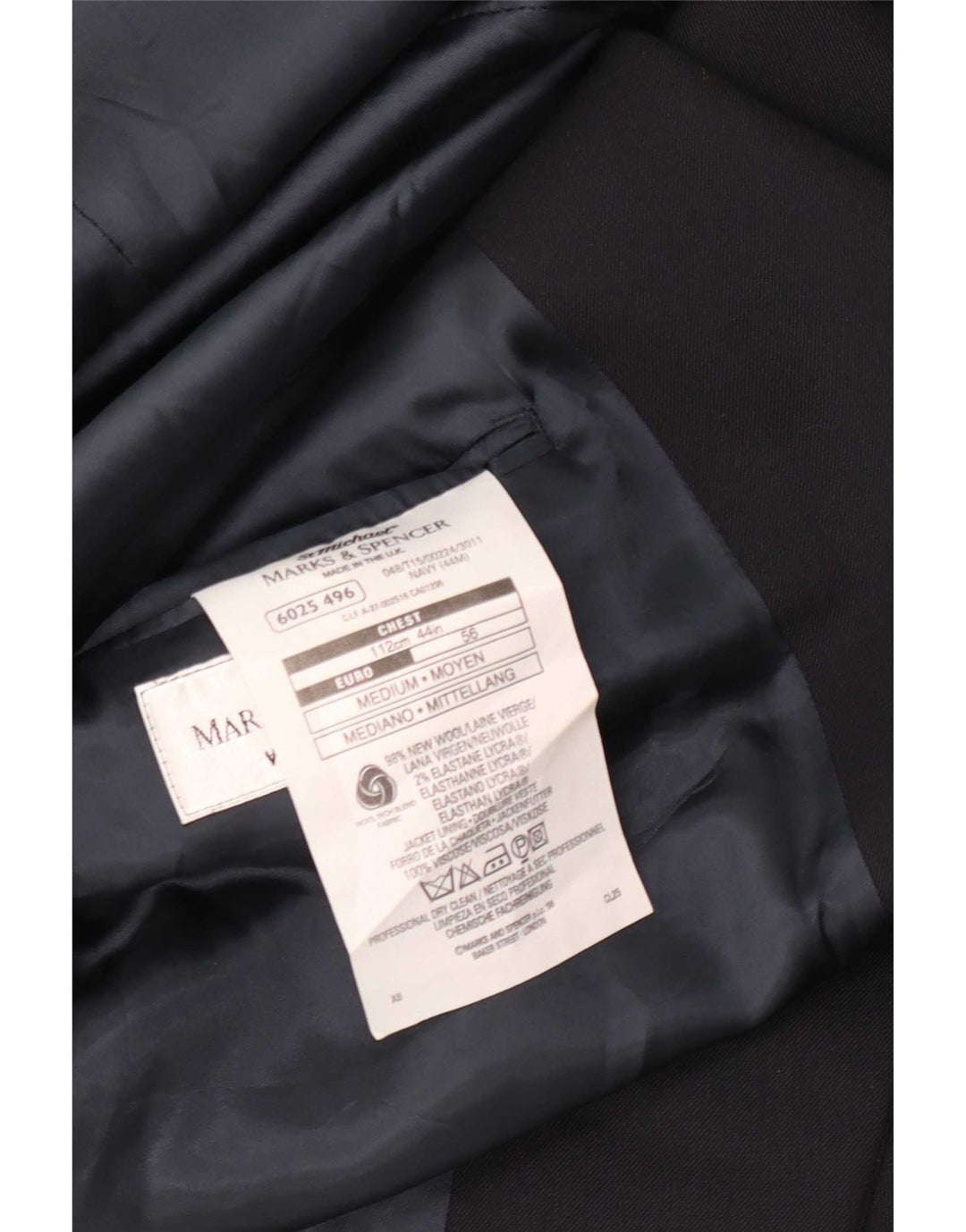 Marks & Spencer Ανδρικό σακάκι σακάκι με 2 κουμπιά UK 44 XL μαύρο μαλλί