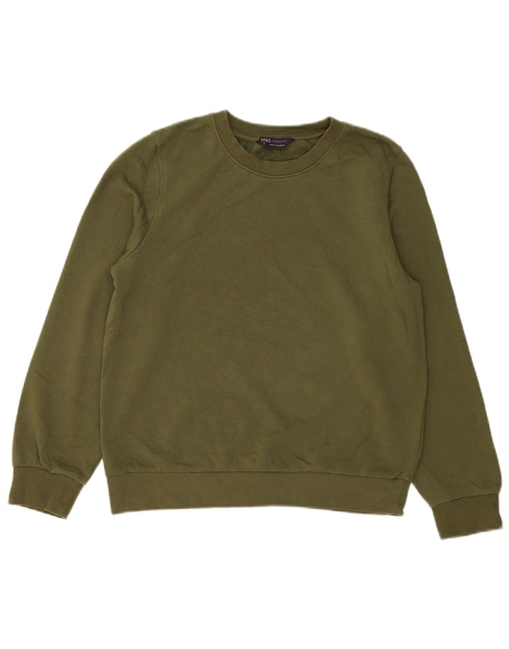 Marks & Spencer Γυναικεία Φούτερ Jumper UK 12 Medium Khaki Cotton