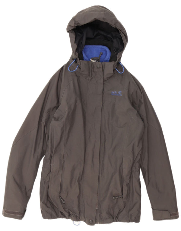 Jack Wolfskin Γυναικείο Μπουφάν με κουκούλα μεγάλου μεγέθους αντιανεμικό UK 8 Small Grey
