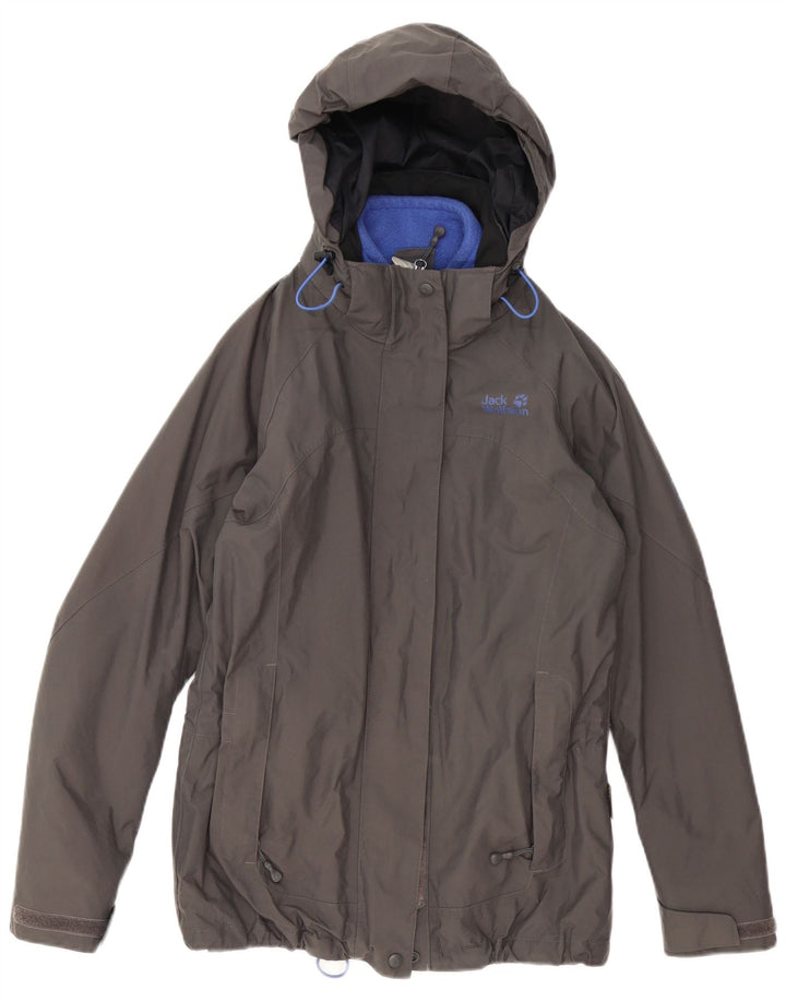 Jack Wolfskin Γυναικείο Μπουφάν με κουκούλα μεγάλου μεγέθους αντιανεμικό UK 8 Small Grey