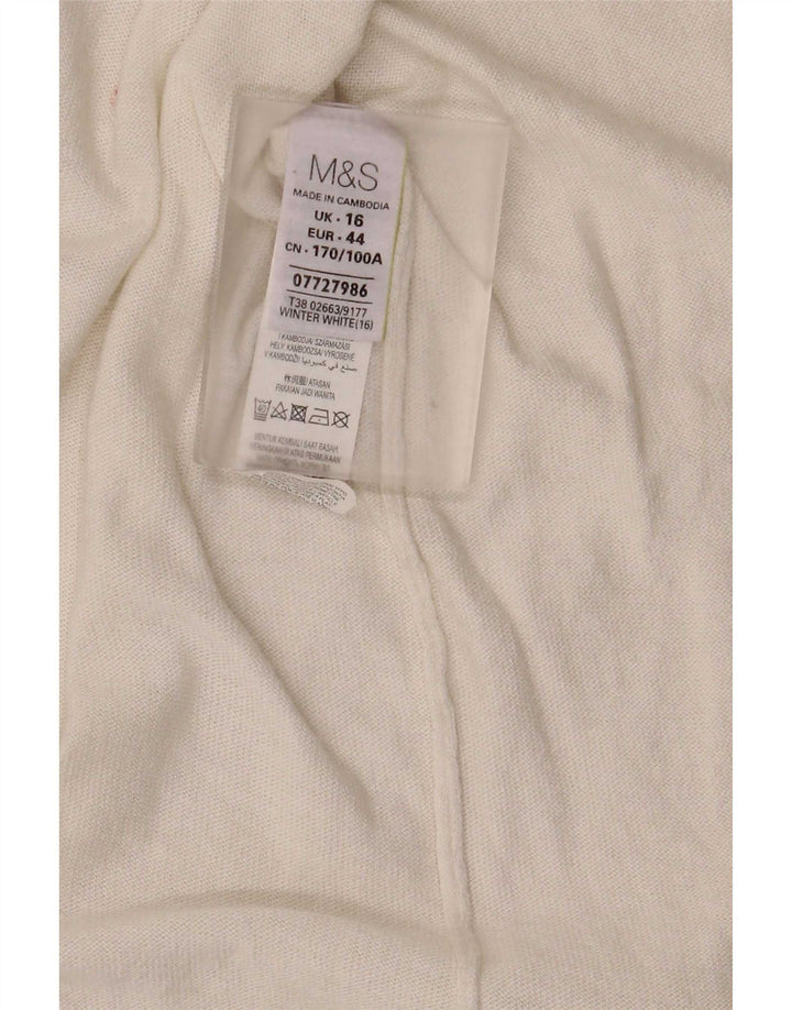 Marks & Spencer Γυναικείο Longline ανοιχτό πουλόβερ ζακέτα UK 16 μεγάλο λευκό