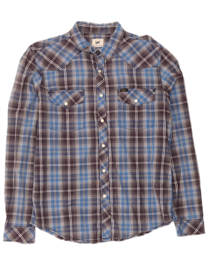 Ανδρικό πουκάμισο Lee Slim Fit Large Blue Check Cotton