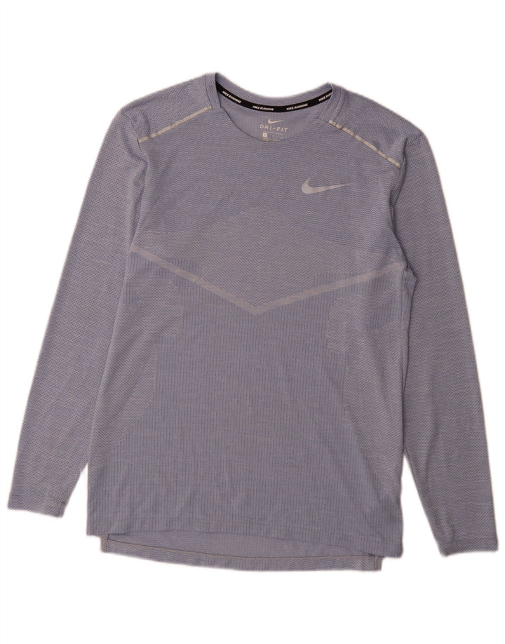 Ανδρικό τοπ Nike Dri Fit Μακρυμάνικο μικρό μπλε πολυεστέρας με ρίγες