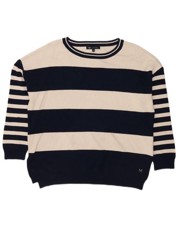 Crew Clothing Γυναικείο πουλόβερ για λαιμό UK 16 Large Navy Blue ριγέ