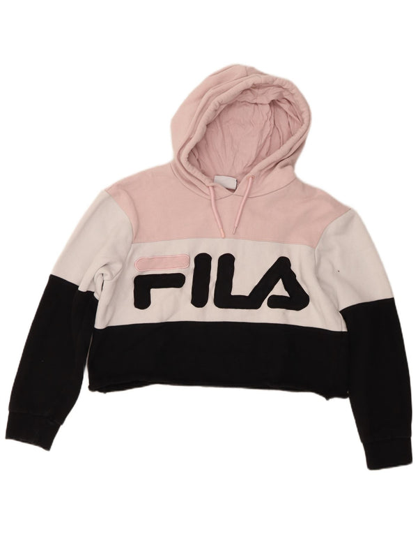 Fila Girls Crop Hoodie Jumper 11-12 Years Medium Multicoloured Colourblock