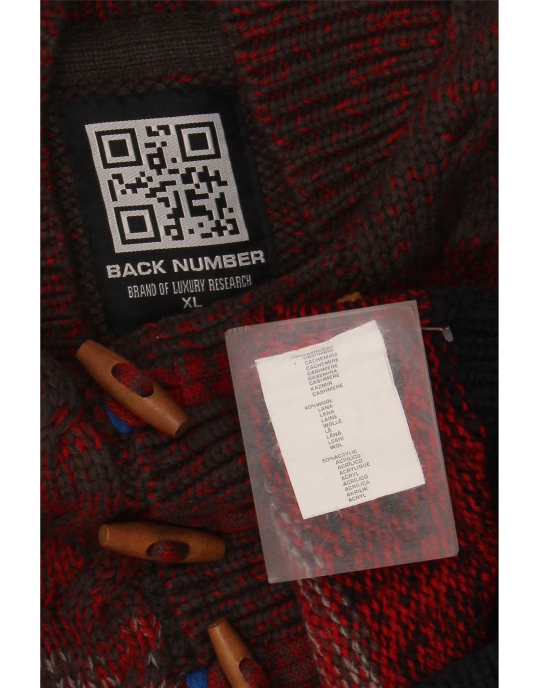 Γυναικείο πουλόβερ με λαιμό κουμπιά VINTAGE UK 18 XL Κόκκινο Colourblock