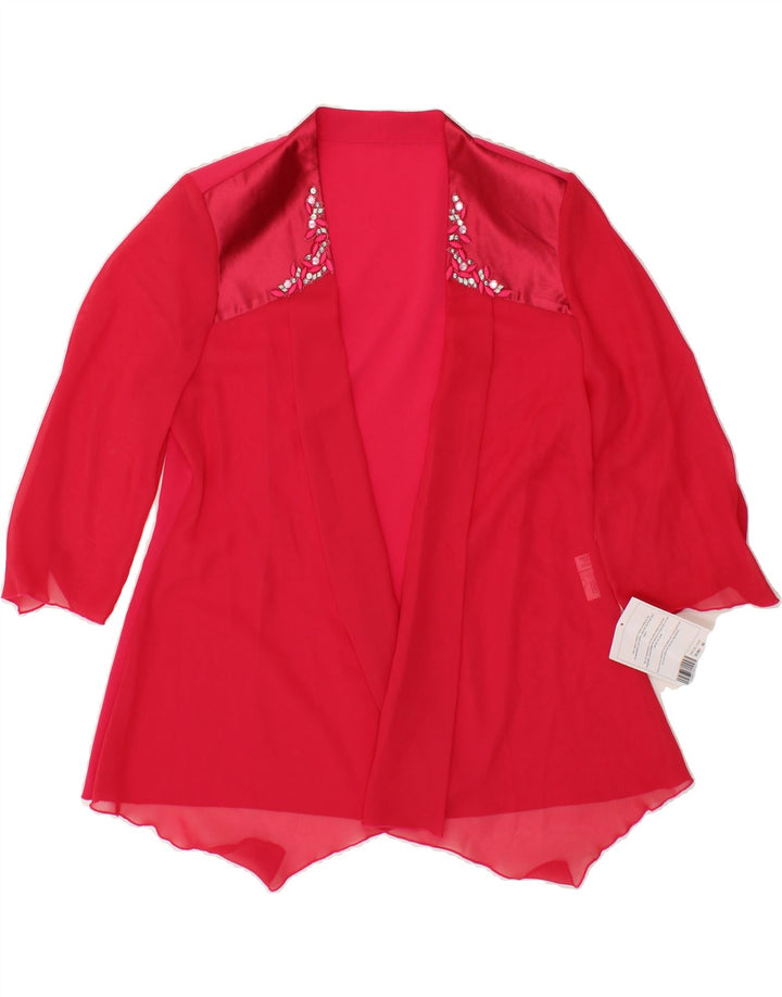 VINTAGE Womens 3/4 Sleeve Cardigan Top EU 40 Medium Pink Polyester Vintage Vintage and Second-Hand Vintage from Messina Hembry 