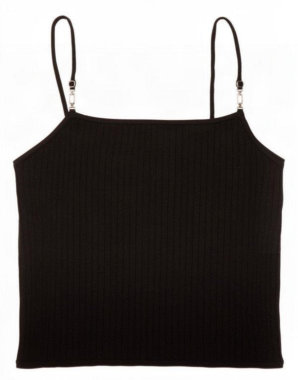 Zara Womens Cami Top UK 12 Medium Black Flecked Viscose