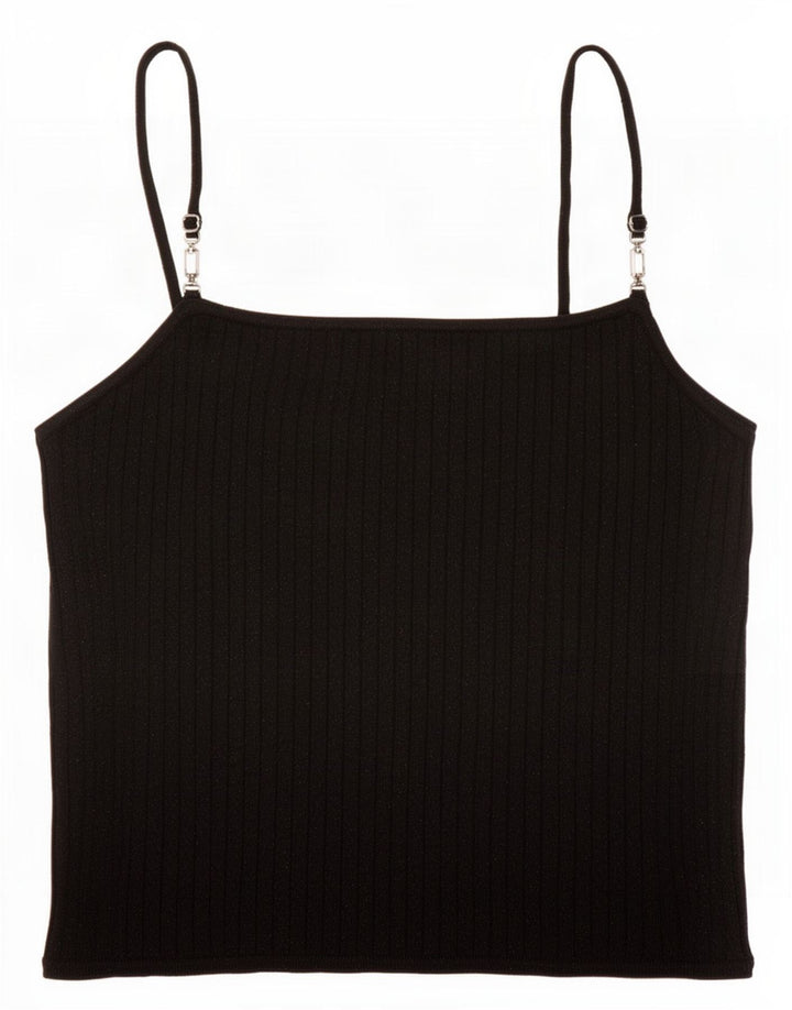 Zara Womens Cami Top UK 12 Medium Black Flecked Viscose