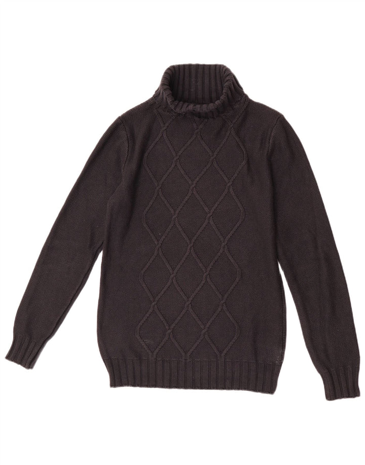Vintage γυναικείο πουλόβερ με ρολό λαιμόκοψη UK 12 Medium Black Argyle/Diamond