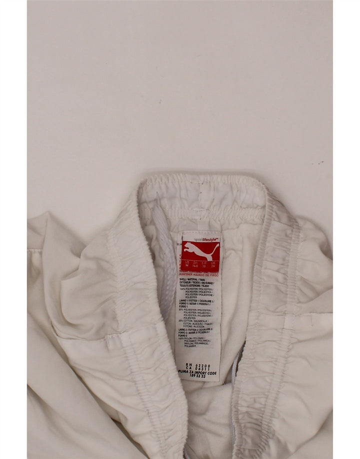 PUMA Boys Tracksuit Trousers Joggers 9-10 Years White Polyester