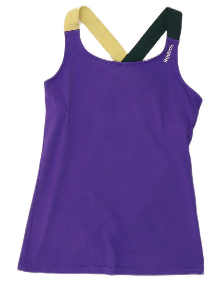 Reebok γυναικείο γιλέκο τοπ UK 8/10 Small Purple Colourblock Πολυεστέρας