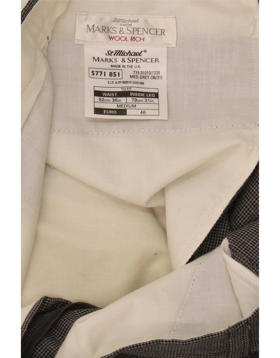 Marks & Spencer Ανδρικό παντελόνι κοστούμι St. Michael W36 L31 Grey Houndstooth