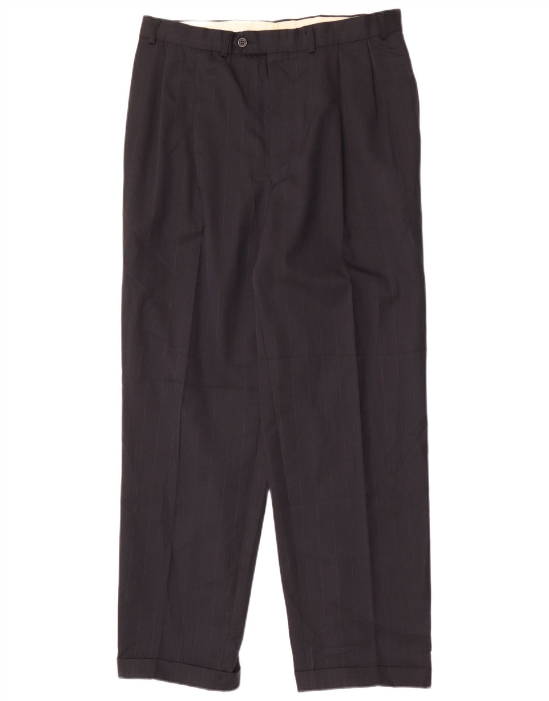 Marks & Spencer Ανδρικό παντελόνι με καρφίτσα W36 L31 Navy Blue Polyester