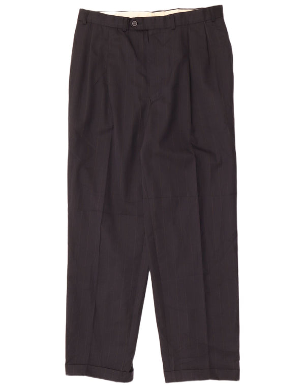 Marks & Spencer Ανδρικό παντελόνι με καρφίτσα W36 L31 Navy Blue Polyester