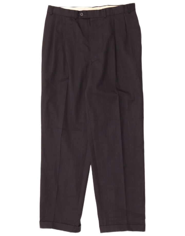 Marks & Spencer Ανδρικό παντελόνι με καρφίτσα W36 L31 Navy Blue Polyester