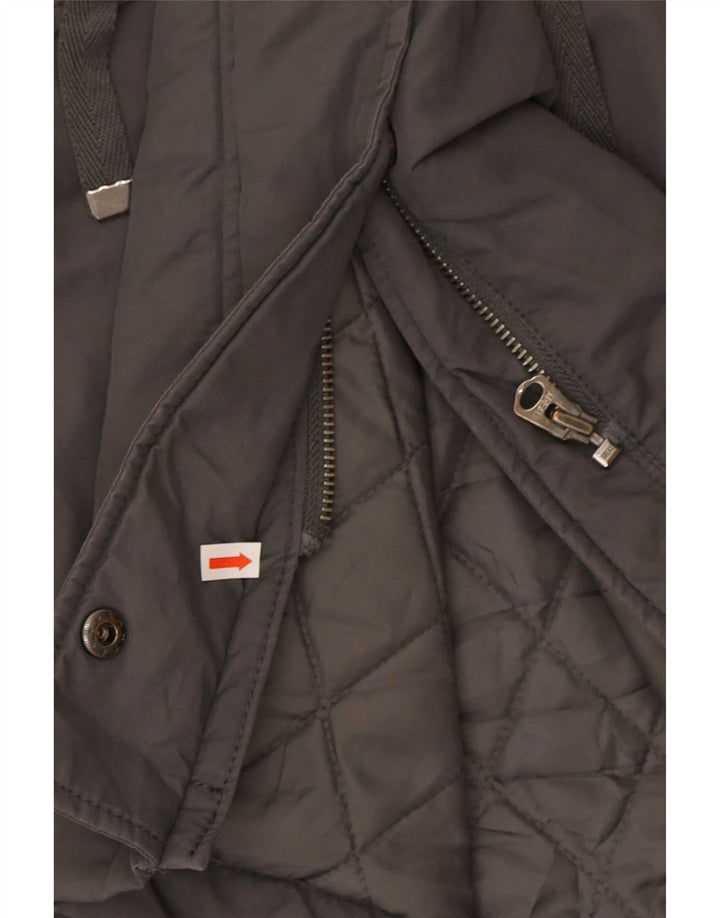 Benetton Γυναικείο Μπουφάν Parka με κουκούλα UK 40 μεγάλο γκρι βαμβακερό