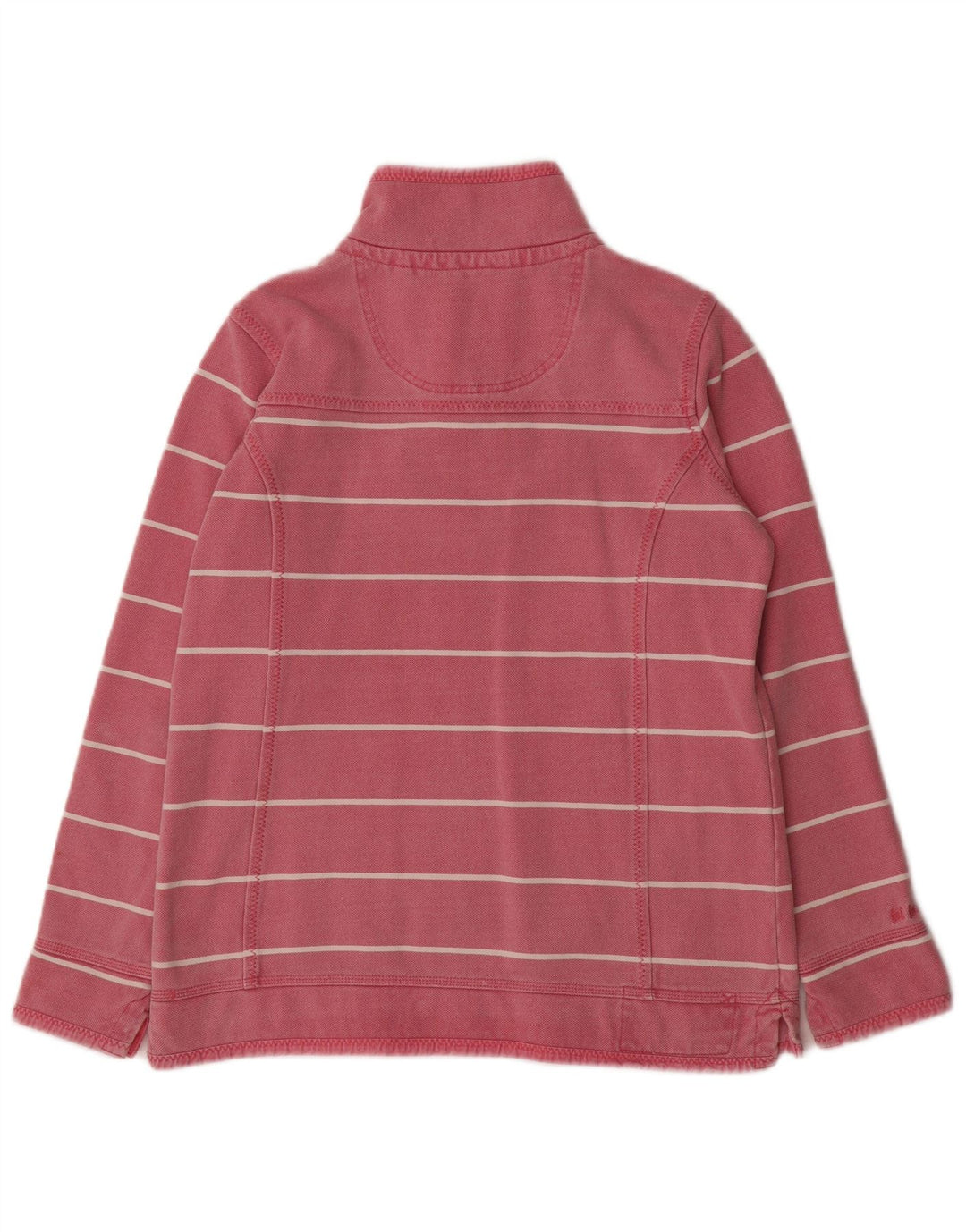 FAT FACE Womens Zip Neck Sweatshirt Jumper UK 12 Medium Pink Striped