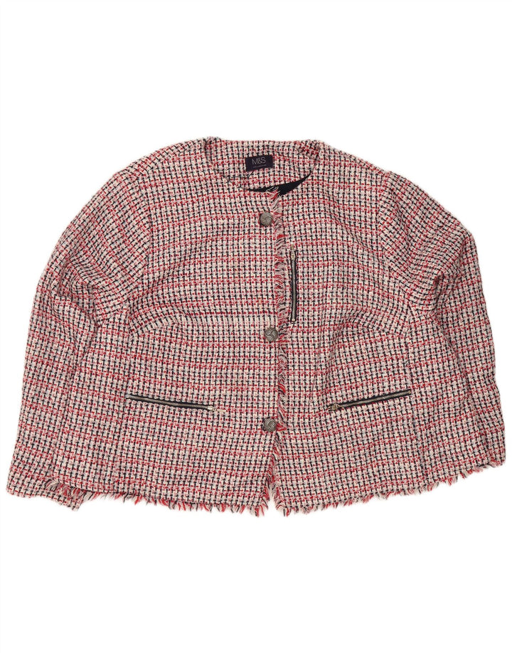 Marks & Spencer Γυναικείο μπουφάν σακάκι με 3 κουμπιά UK 30 6XL Red Check Polyester