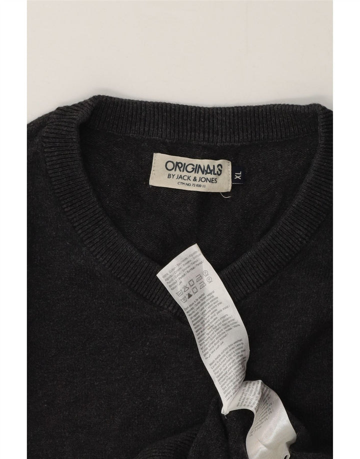 Ανδρικό πουλόβερ Jack & Jones με V λαιμόκοψη XL Γκρι βαμβακερό