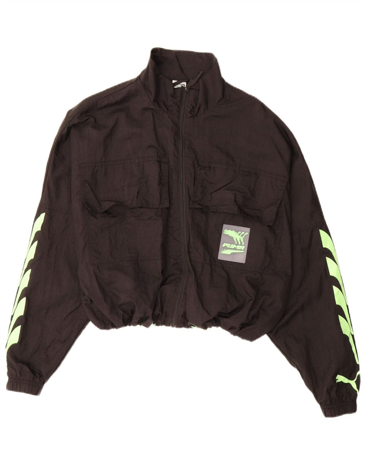 Γυναικεία αθλητική φόρμα PUMA Crop γραφικό τοπ μπουφάν UK 14 Medium Black Nylon