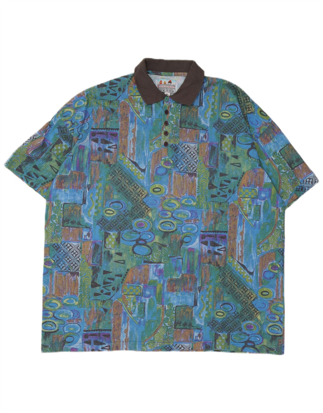 Ανδρικό πουκάμισο πόλο VINTAGE UK 45/46 2XL πολύχρωμο βαμβακερό συνονθύλευμα