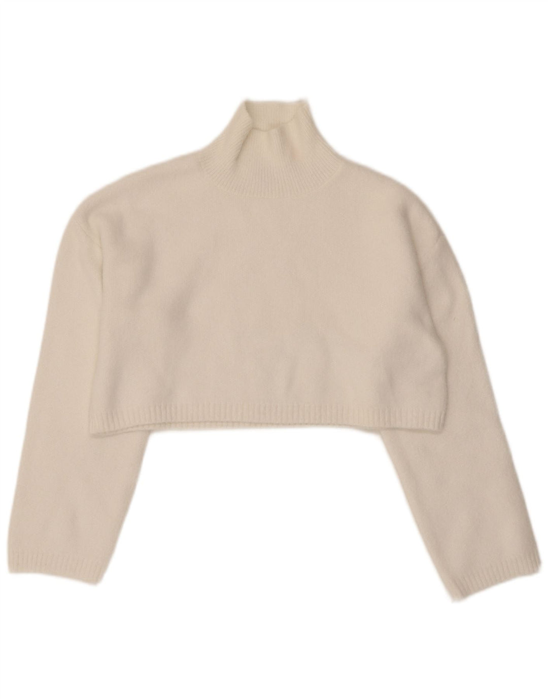 Zara γυναικείο πουλόβερ με λαιμόκοψη χελώνας UK 10 Small White Polyamide