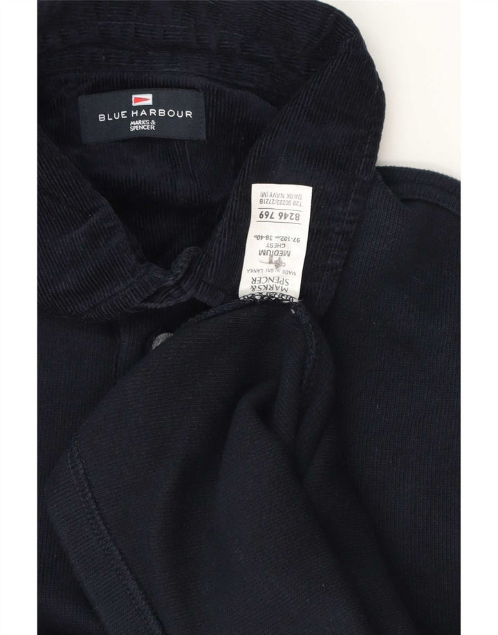 Marks & Spencer Ανδρικό Μπλε Harbour Μακρυμάνικο Πόλο Μπλουζάκι Μεσαίο Ναυτικό Βαμβακερό