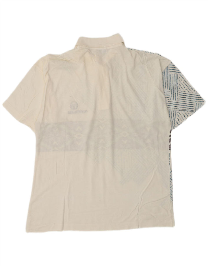 Sergio Tacchini Ανδρικό Πόλο Μπλουζάκι IT 50 Μεσαίο Λευκό Γεωμετρικό Βαμβάκι