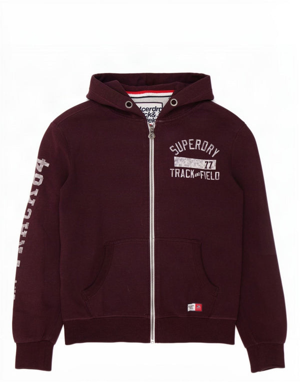 Ανδρικό πουλόβερ με κουκούλα με φερμουάρ Superdry XL Βαμβακερό μπορντό