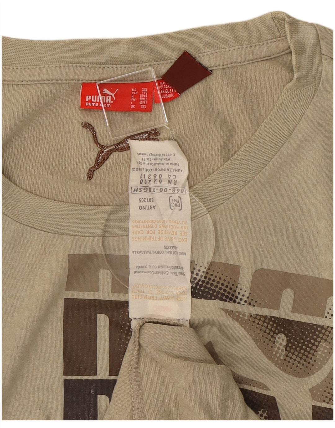 Puma Ανδρικό γραφικό τοπ μακρυμάνικο 2XL μπεζ βαμβακερό