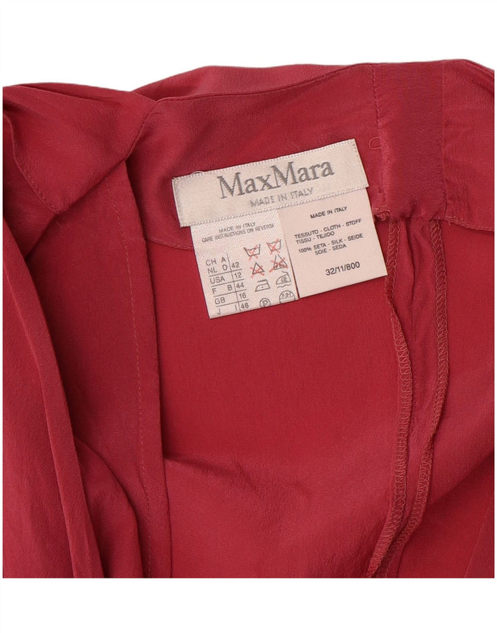 Max Mara Γυναικεία μακρυμάνικη μπλούζα Top UK 16 Large Red Silk