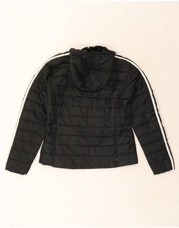Γυναικείο μπουφάν με κουκούλα Adidas UK 12 μεσαίο μαύρο πολυεστέρας