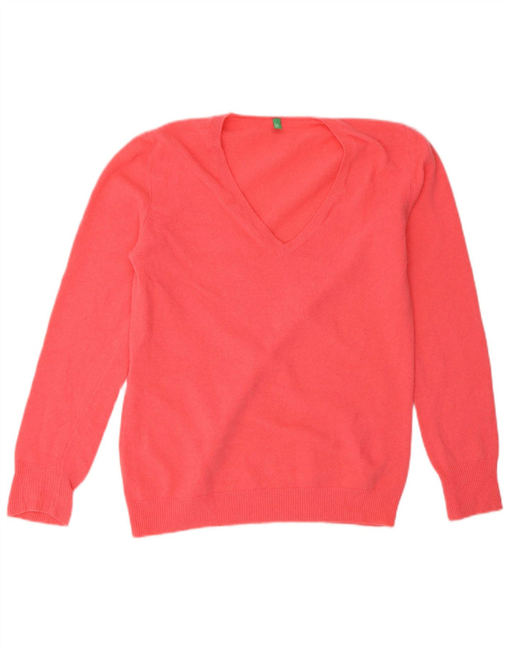 Benetton Γυναικείο πουλόβερ με λαιμόκοψη UK 12 Medium Pink