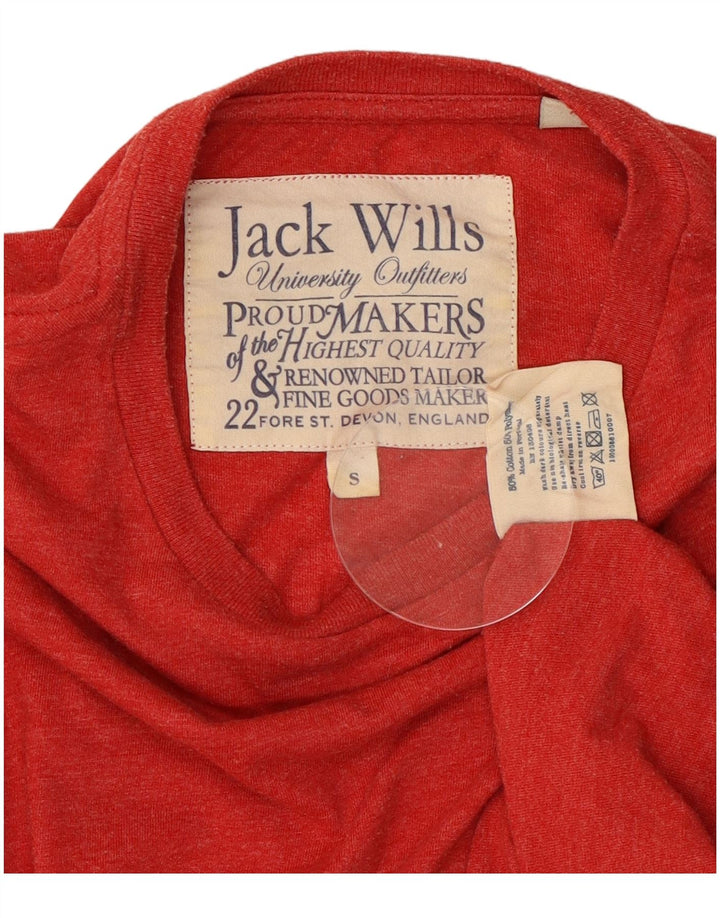 JACK WILLS Ανδρικό γραφικό τοπ μακρυμάνικο μικρό κόκκινο βαμβακερό