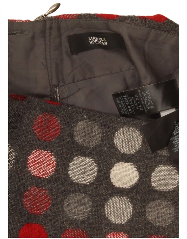 Marks & Spencer Γυναικεία ίσια φούστα UK 12 Medium W30 Grey Polka Dot