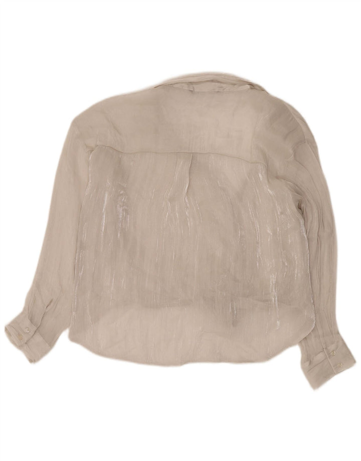 Zara Womens See Through Oversized πουκάμισο μπλούζα UK 14 Medium White
