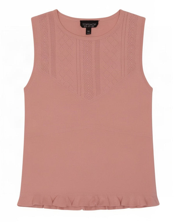 Topshop Γυναικεία Αμάνικη Μπλούζα Top UK 8 Small Pink Viscose