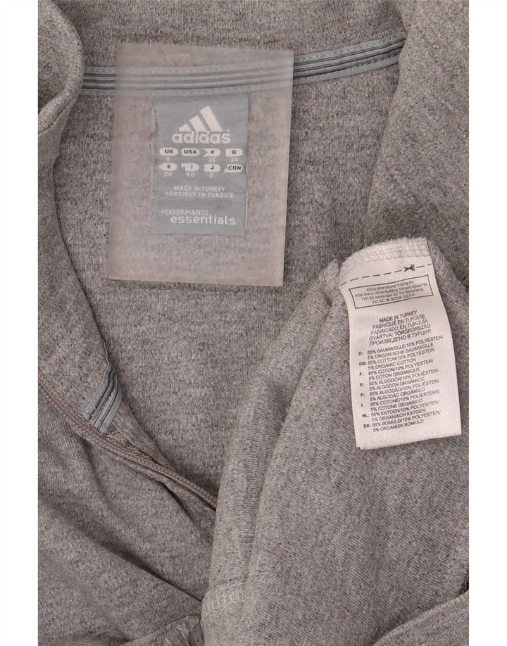 Γυναικεία αθλητική φόρμα Adidas κανονική εφαρμογή τοπ μπουφάν UK 8 μικρό γκρι βαμβακερό