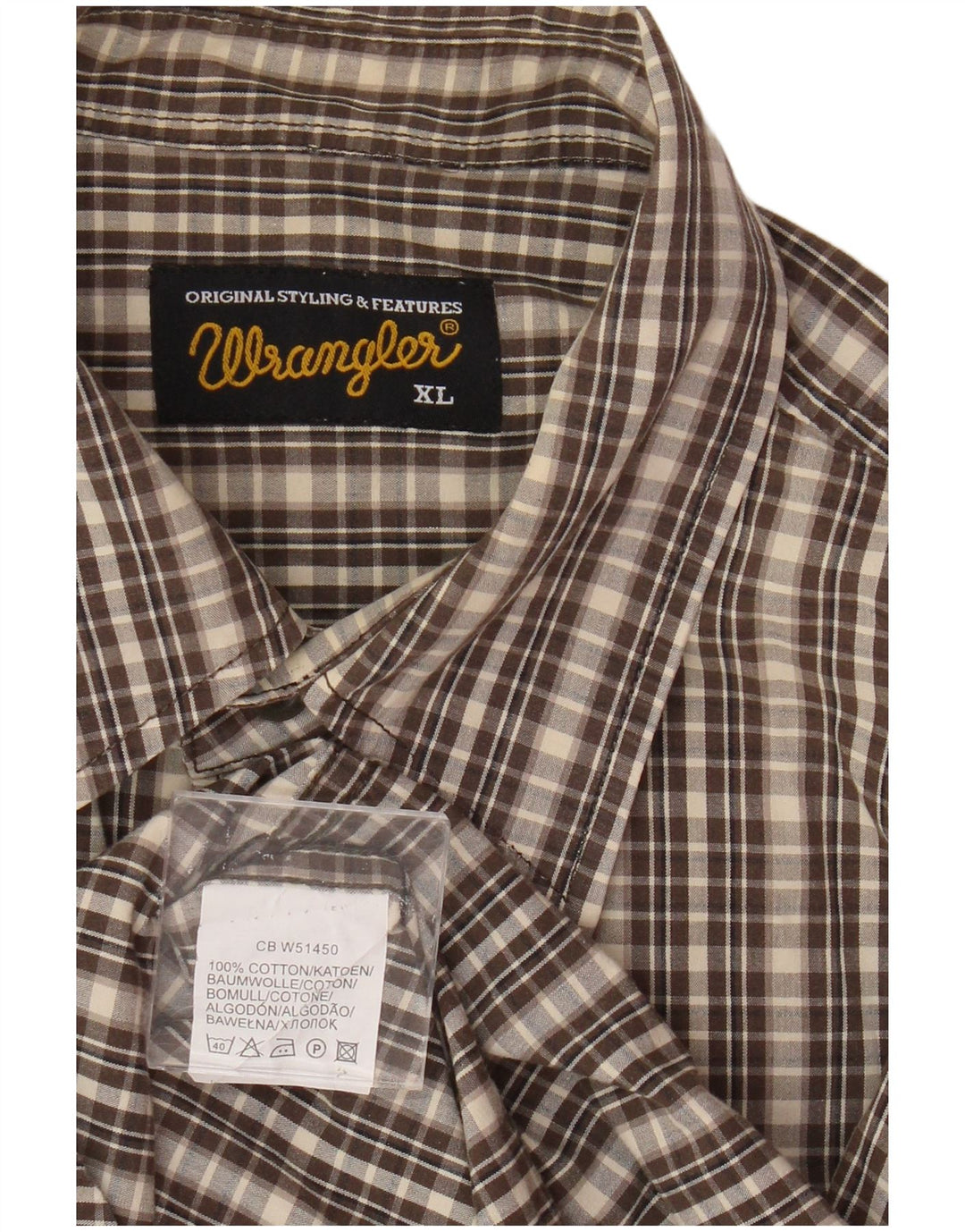 Ανδρικό φανελένιο πουκάμισο Wrangler XL καφέ βαμβακερό