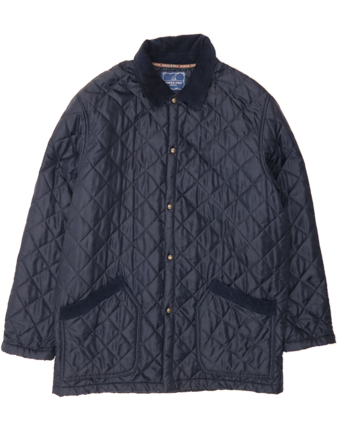 NORTH POLE Mens Quilted Jacket UK 42 XL Navy Blue Nylon Vintage North Pole and Second-Hand North Pole from Messina Hembry 
